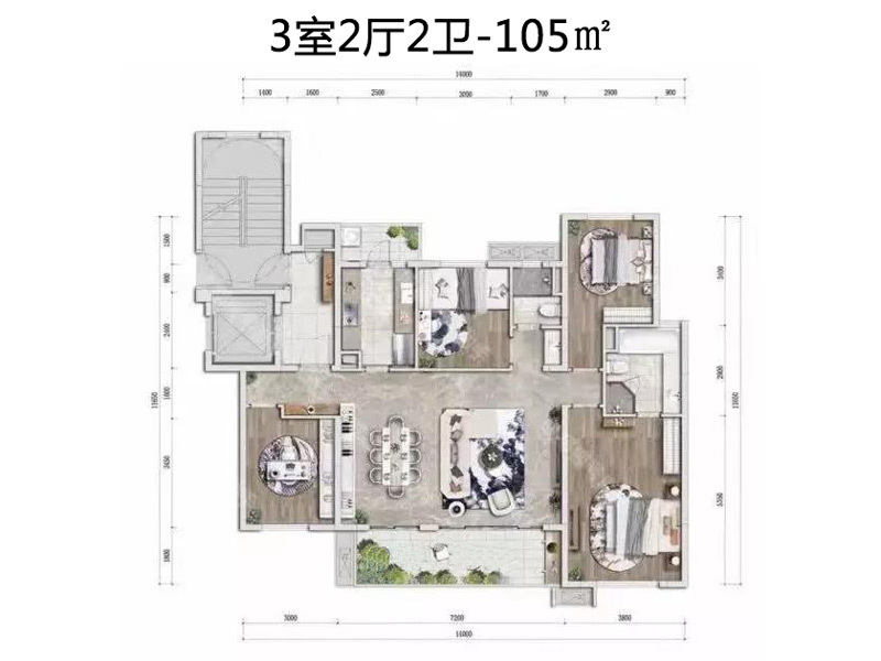 万科璟南堂4,6,7,10栋 3室2厅2卫-105㎡