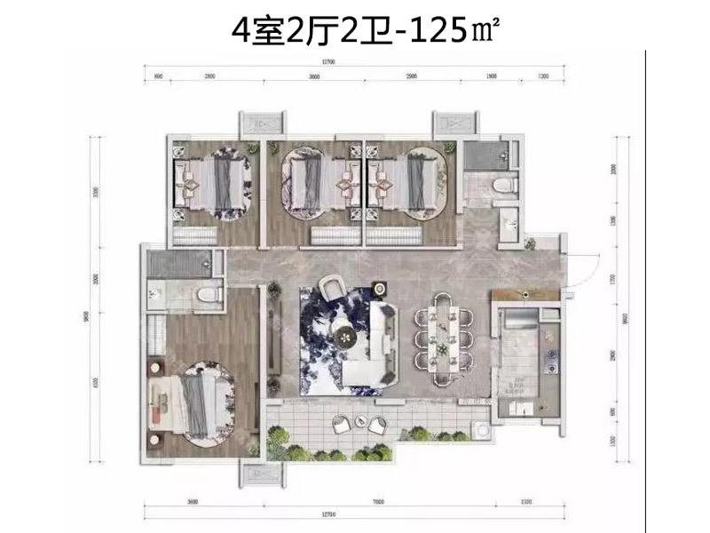 万科璟南堂4,6,7,10栋 4室2厅2卫-125㎡