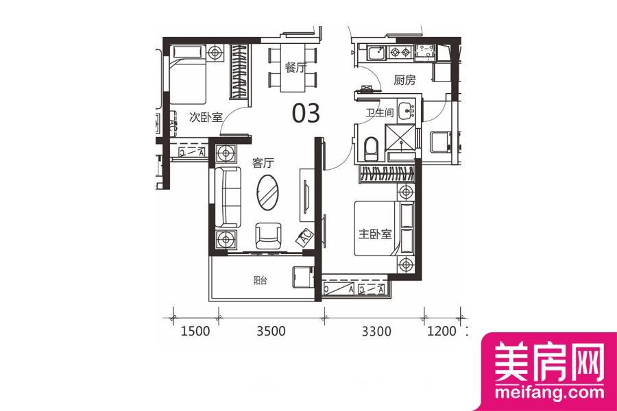 9号栋903户型 2室2厅1厨1卫 79.88㎡ 9号栋903户型 2室2厅1厨1卫 79.88㎡