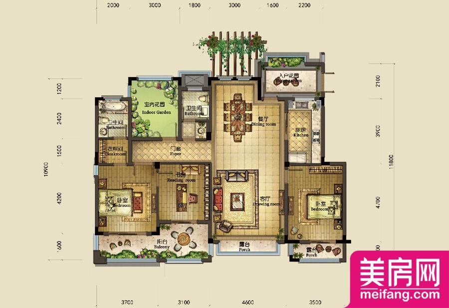 平墅四层平面图户型 4室2厅1厨2卫 141.00㎡ 平墅四层平面图户型 4室2厅1厨2卫 141.00㎡