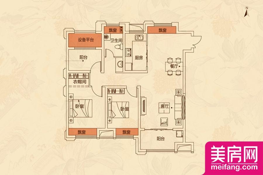 E-c户型 3室1厅1厨1卫 108.64㎡ E-c户型 3室1厅1厨1卫 108.64㎡