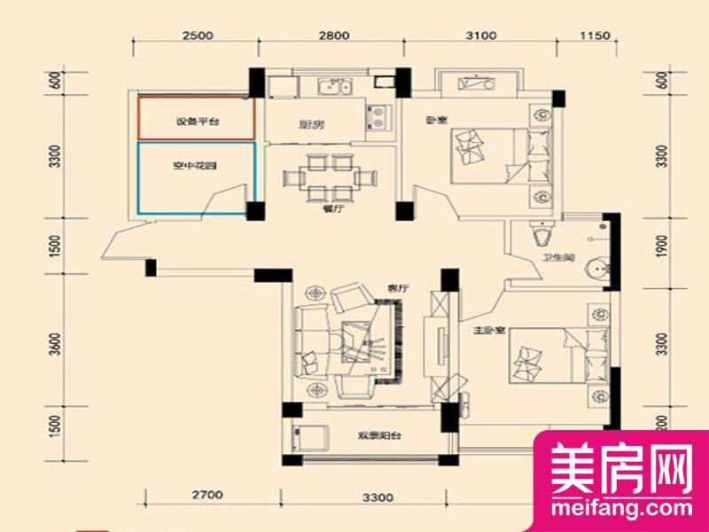 A`户型 3室2厅1厨1卫 89.02㎡ A`户型 3室2厅1厨1卫 89.02㎡