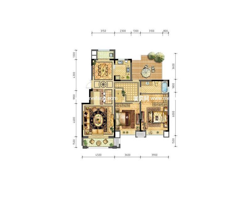 洋房跃层户型(下层) 2室2厅1卫1厨 116.00㎡ 洋房跃层户型(下层) 2室2厅1卫1厨 116.00㎡