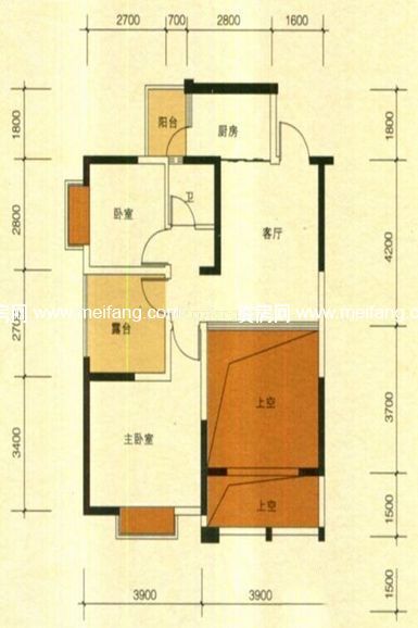 海悦华府 海悦华府一期1#、2#、6#楼A3户型 2室1厅1卫1厨 68