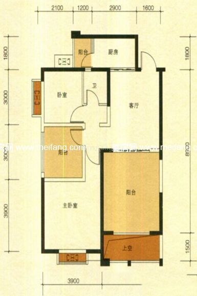 海悦华府 海悦华府一期3#、5#、7#、9#楼C2户型 2室1厅1卫1厨