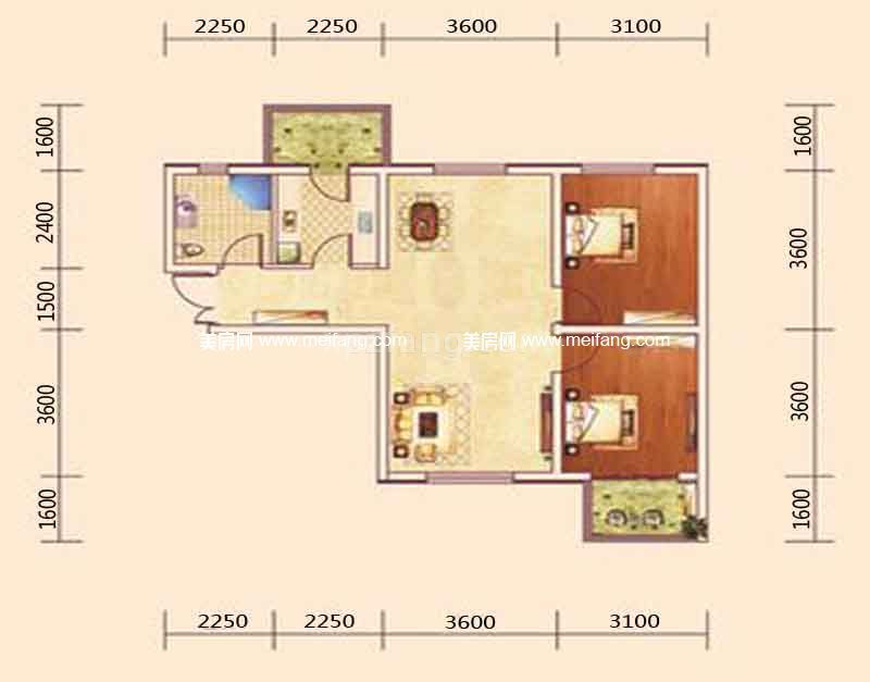 C 两室两厅 91m²