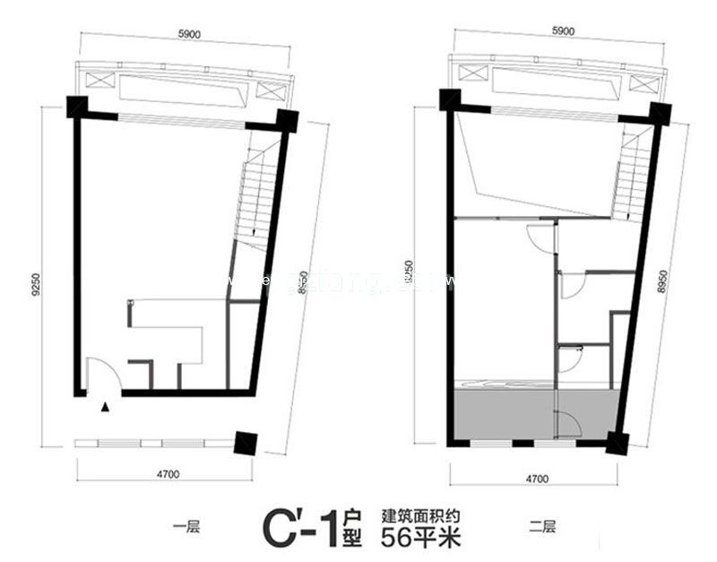 北京城建北京密码 C`-1户型1室1厅1厨1卫56平