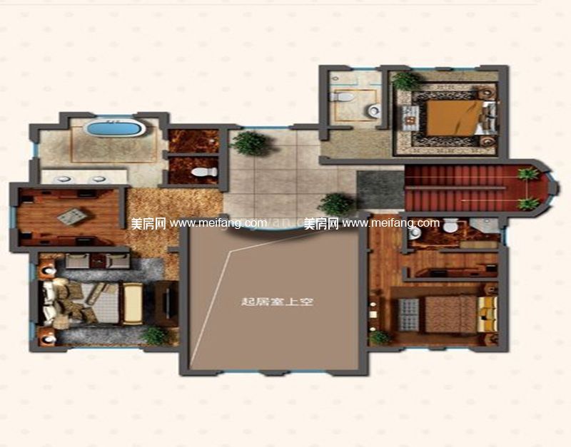 梅尚国际住区 独栋别墅DN1户型二层3室0厅0厨2卫646㎡
