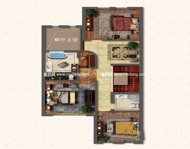 梅尚国际住区 联排别墅LNB1户型二层3室1厅0厨2卫479㎡