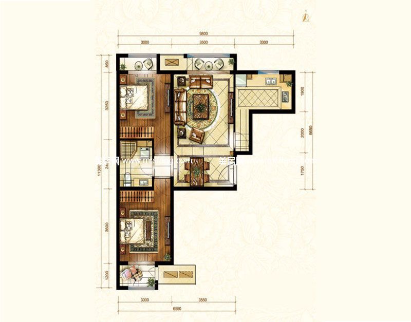 A户型 2室1厅1卫 约70.00m² A户型 2室1厅1卫 约70.00m²