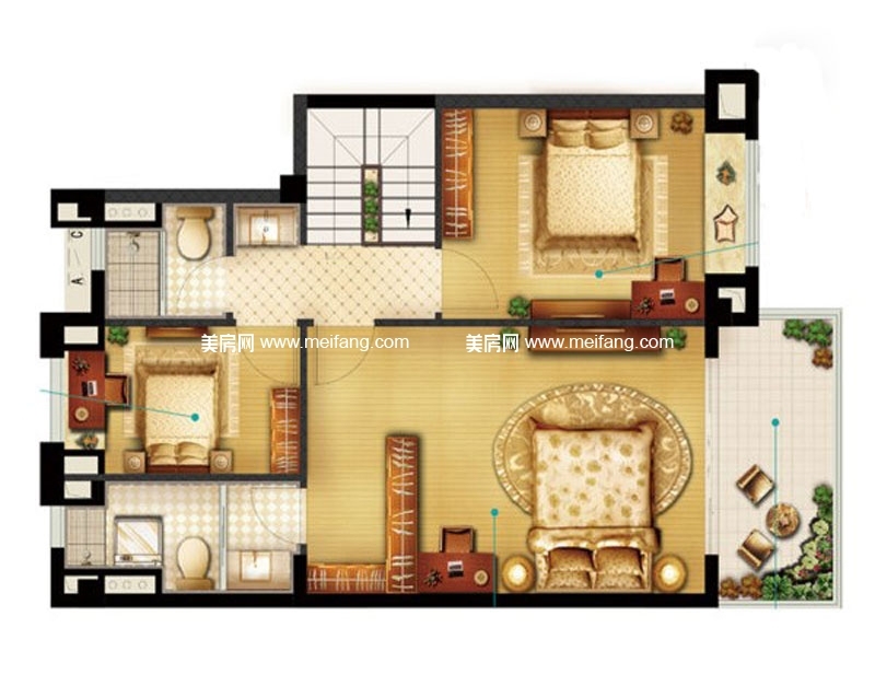 4室2厅3卫-138㎡-二楼 4室2厅3卫-138㎡-二楼