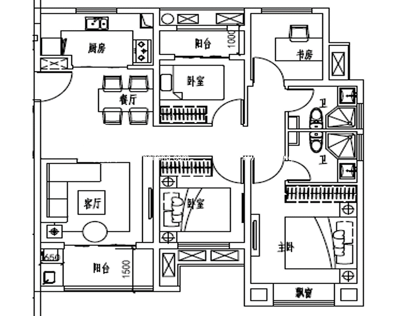 户型C 105㎡ 四房两厅两卫 户型C 105㎡ 四房两厅两卫