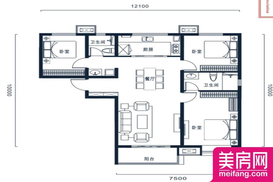 129平户型 3室2厅1厨2卫 129.00㎡ 129平户型 3室2厅1厨2卫 129.00㎡