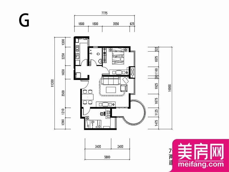7号楼G户型 2室2厅1厨1卫 82.63㎡ 7号楼G户型 2室2厅1厨1卫 82.63㎡