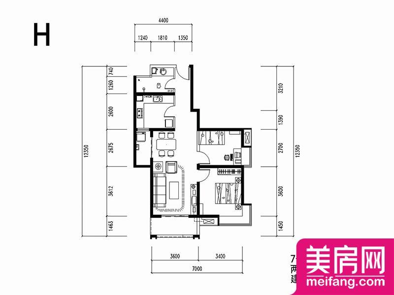 7号楼H2户型 2室2厅1厨1卫 85.89㎡ 7号楼H2户型 2室2厅1厨1卫 85.89㎡