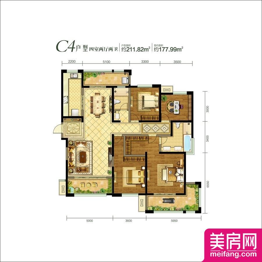 12号楼C4户型 4室2厅1厨2卫 177.99㎡ 12号楼C4户型 4室2厅1厨2卫 177.99㎡