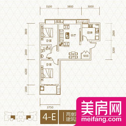 4-E户型 2室2厅1厨1卫 87.00㎡ 4-E户型 2室2厅1厨1卫 87.00㎡