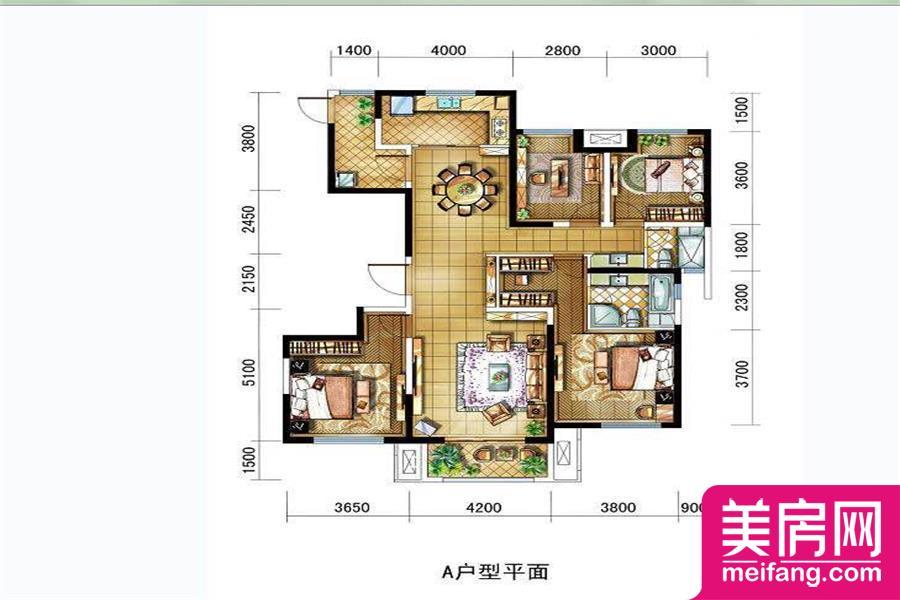 A户型 4室2厅1厨2卫 145.00㎡ A户型 4室2厅1厨2卫 145.00㎡