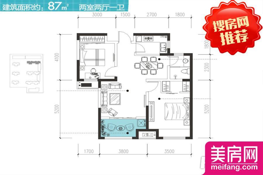 2号楼C户型 2室2厅1厨1卫 87.00㎡ 2号楼C户型 2室2厅1厨1卫 87.00㎡