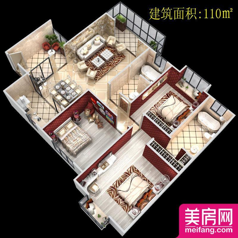 11-B#-A户型 3室1厅1厨2卫 110.00㎡ 11-B#-A户型 3室1厅1厨2卫 110.00㎡