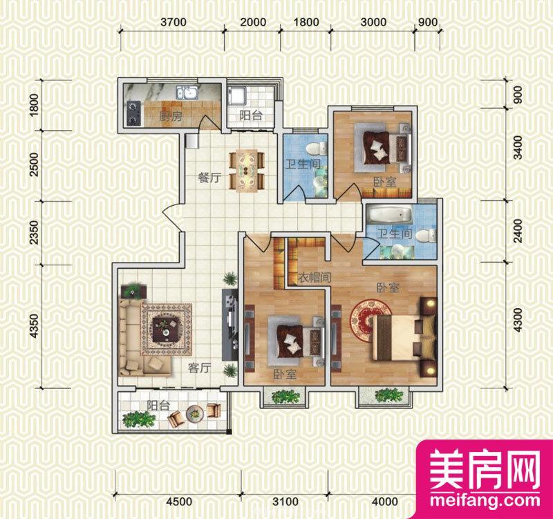 二期23#楼L3户型 3室2厅1厨2卫 126.00㎡ 二期23#楼L3户型 3室2厅1厨2卫 126.00㎡