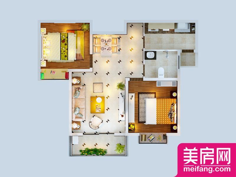 C户型 2室2厅1厨1卫 86.00㎡ C户型 2室2厅1厨1卫 86.00㎡