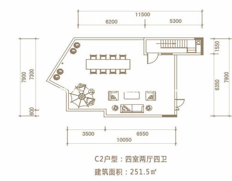 恒基碧翠锦华C2户型 4室2厅2卫 251.50㎡ 恒基碧翠锦华C2户型 4室2厅2卫 251.50㎡