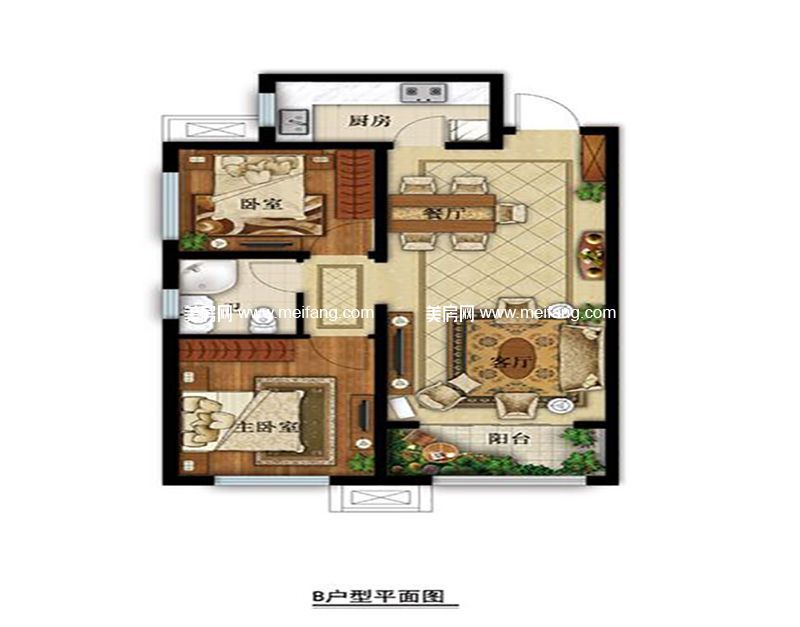 6、12、16号楼B户型 2室2厅1厨1卫 85.00㎡ 6、12、16号楼B户型 2室2厅1厨1卫 85.00㎡