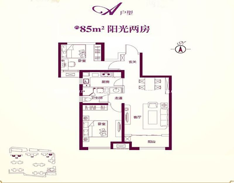 4-12号楼A户型 2室2厅1厨1卫 85.00㎡ 4-12号楼A户型 2室2厅1厨1卫 85.00㎡