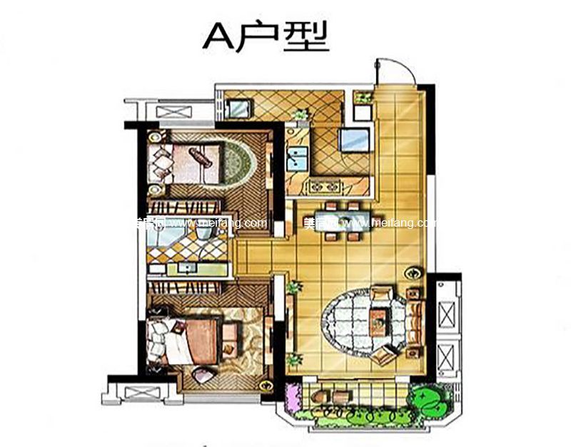 A户型 2室2厅1卫 75.00㎡ A户型 2室2厅1卫 75.00㎡