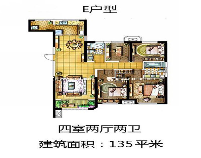 E户型 4室2厅2卫 135.00㎡ E户型 4室2厅2卫 135.00㎡