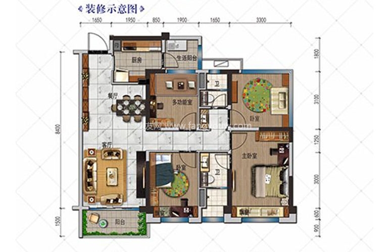Y356A户型 4室2厅2卫1厨 111㎡ Y356A户型 4室2厅2卫1厨 111㎡