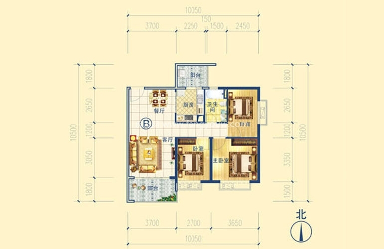 25号楼B户型 3室2厅1卫1厨 93㎡ 25号楼B户型 3室2厅1卫1厨 93㎡