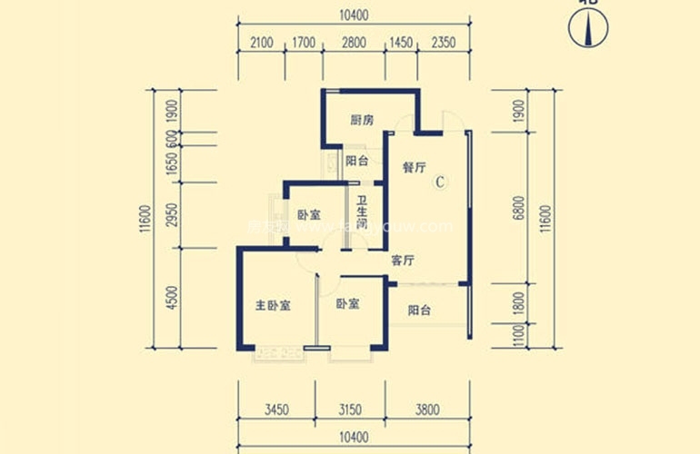24号楼C户型 3室2厅1卫1厨 103㎡ 24号楼C户型 3室2厅1卫1厨 103㎡