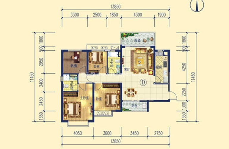 24号楼D户型 4室2厅2卫1厨 140㎡ 24号楼D户型 4室2厅2卫1厨 140㎡