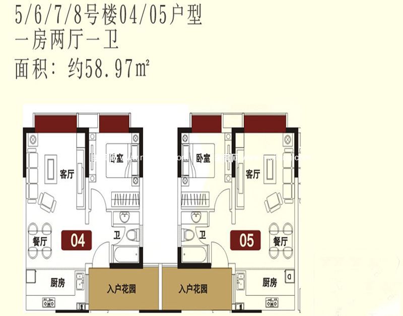 5、6、7、8号楼04、05户型图 5、6、7、8号楼04、05户型图