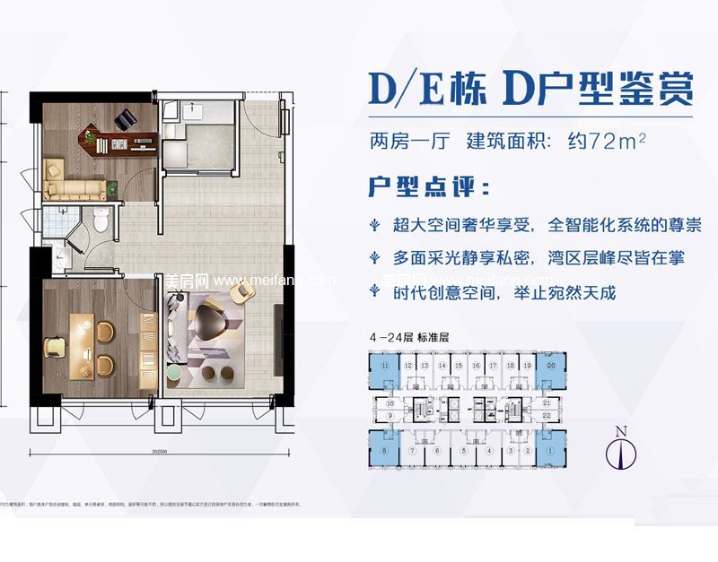 D户型 2房1厅1卫 72㎡ D户型 2房1厅1卫 72㎡