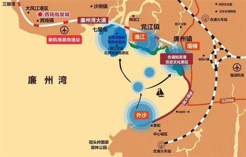 2020年北海市谋划设立廉州新区,范围包括西场,沙岗,党江,廉州4个乡镇