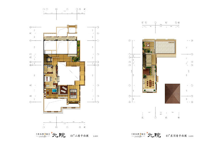 远东香水湾1号 独栋 别墅E户型-4居3厅5卫1厨-建面241㎡-二层与顶层