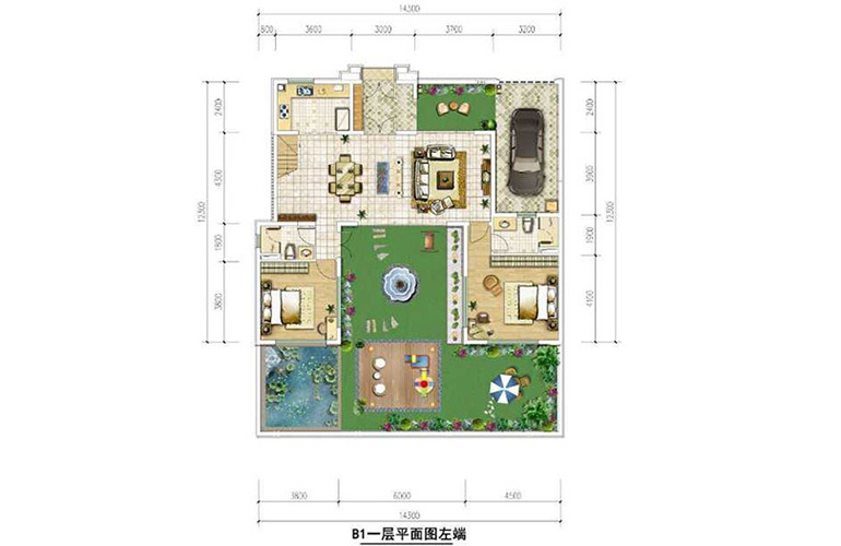 B1户型一层 5室2厅4卫1厨 140㎡ B1户型一层 5室2厅4卫1厨 140㎡