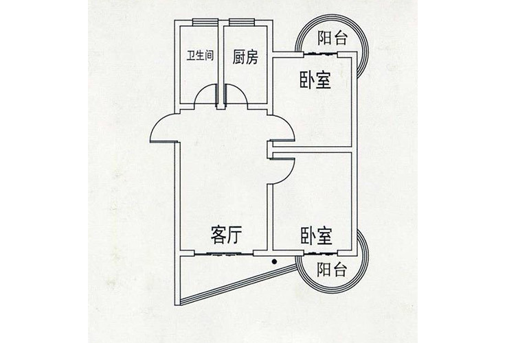 C户型2室1厅1卫76.86㎡