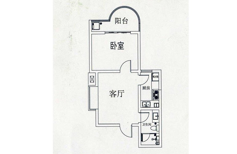 D户型1室1厅1卫48.79㎡ D户型1室1厅1卫48.79㎡