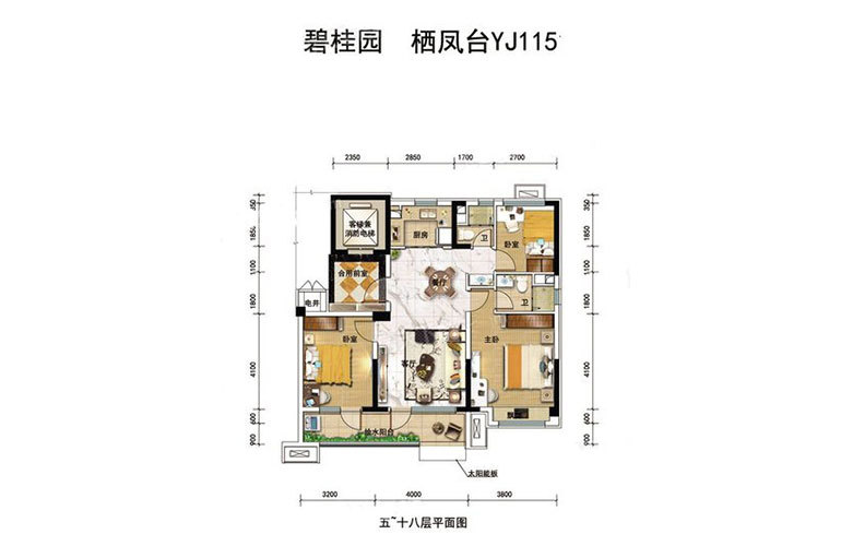 YJ115户型3室2厅2卫115㎡