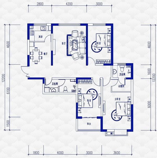 二期E2-A户型 3室2厅2卫1厨 134.00㎡ 二期E2-A户型 3室2厅2卫1厨 134.00㎡