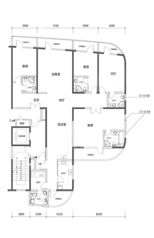 金海滩壹号 4室3厅5卫1厨 338.29㎡