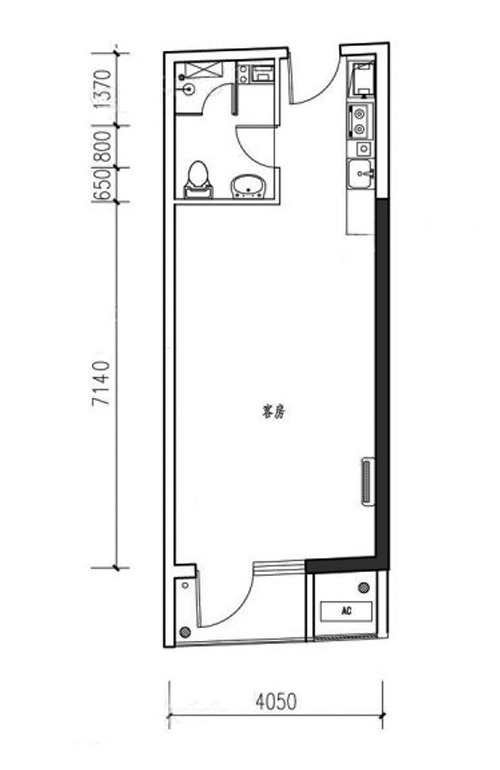 金海滩壹号 1室--厅1卫1厨 50.00㎡