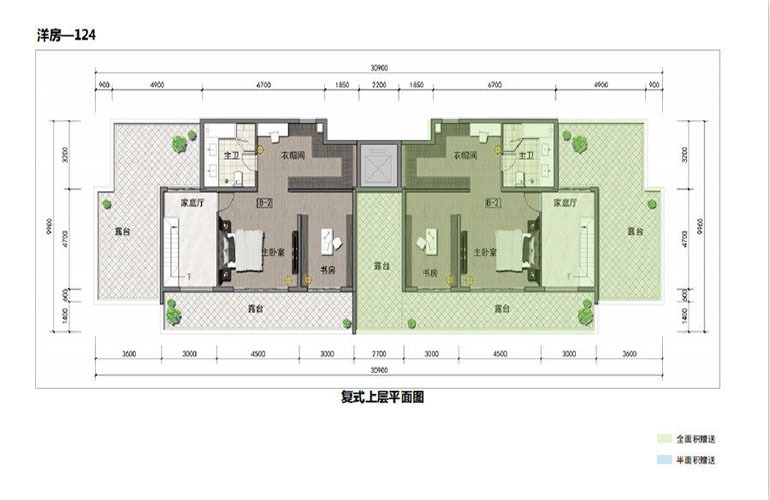 鸿基湖畔新城洋房-124 复式上层平面图