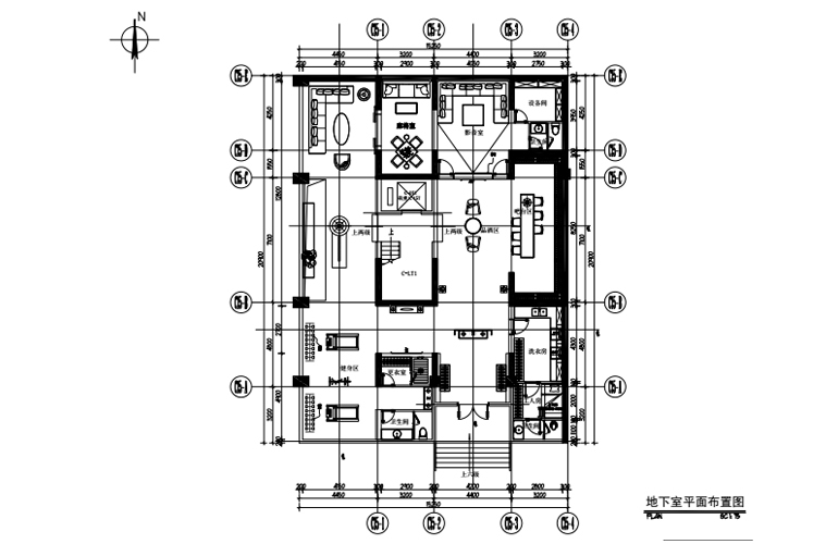 C户型 地下室平面布置图