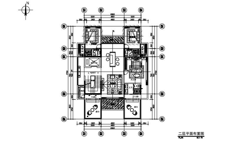 C户型 二层平面布置图