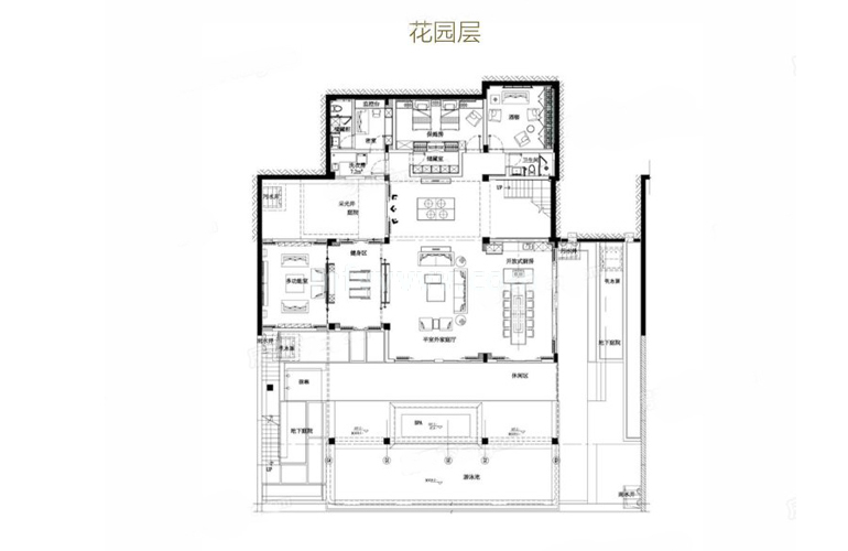 亚龙湾水岸君悦 独栋 VC户型 7室2厅6卫 建筑面积406.92㎡ 花园层平面图